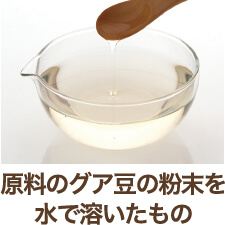 原料のグア豆の粉末を水で溶いたもの